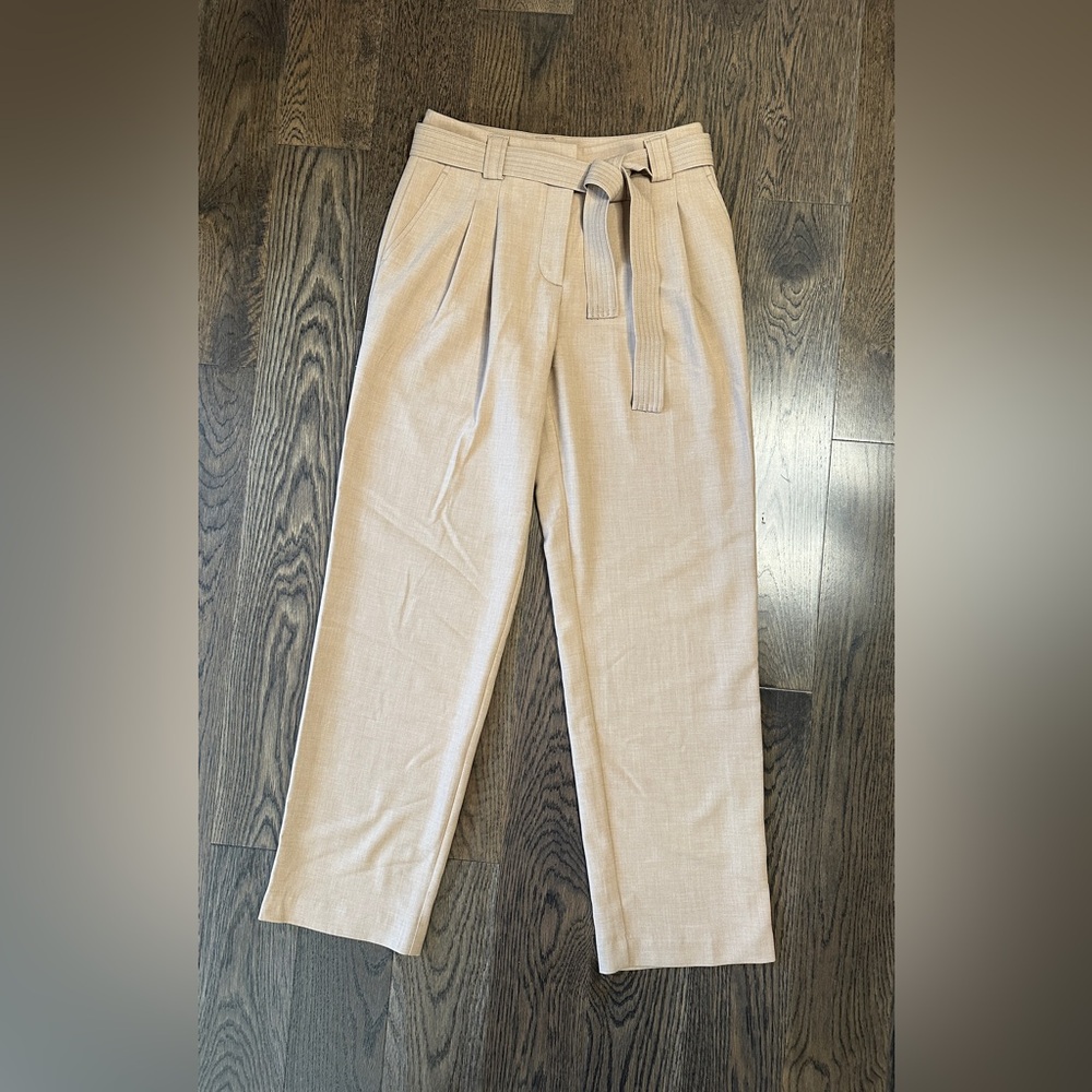 Maeve by Anthropologie Beige Pleated Tie-Belted Pants (come with chain belt)